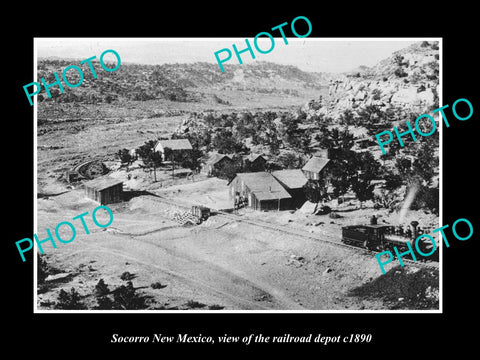 OLD LARGE HISTORIC PHOTO OF SOCORRO NEW MEXICO, THE RAILROAD STATION c1890