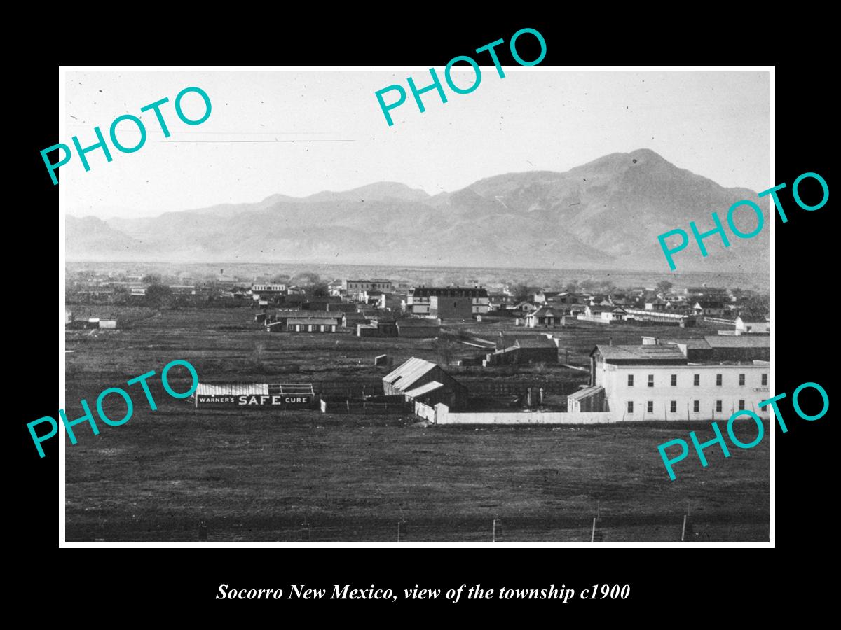 OLD LARGE HISTORIC PHOTO OF SOCORRO NEW MEXICO, VIEW OF THE TOWNSHIP c1900