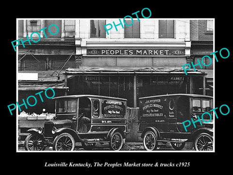 OLD LARGE HISTORIC PHOTO LOUISVILLE KENTUCKY, PEOPLES MARKET STORE & TRUCK c1925