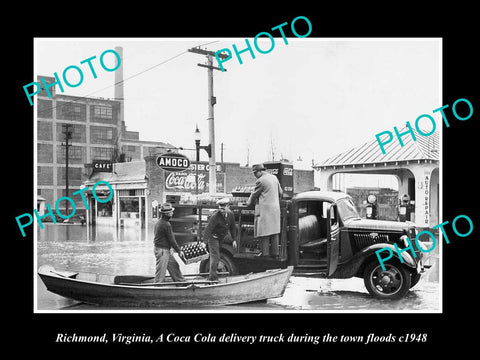 OLD LARGE HISTORIC PHOTO OF RICHMOND VIRGINIA, COCA COLA DELIVERY TRUCK c1948