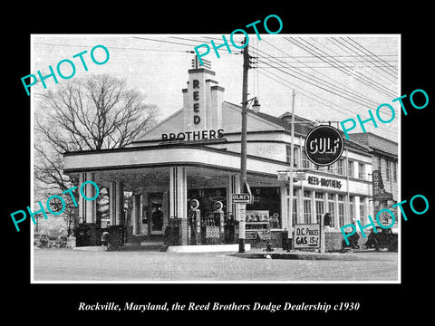 OLD LARGE HISTORIC PHOTO OF ROCKVILLE MARYLAND, THE DODGE MOTOR Co STORE c1930