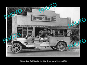 OLD LARGE HISTORIC PHOTO OF SANTA ANA CALIFORNIA, THE FIRE DEPARTMENT TRUCK c192