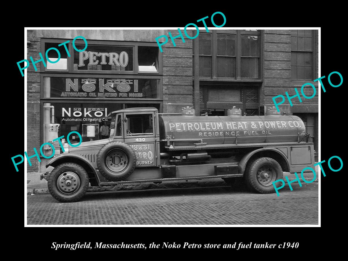 OLD LARGE HISTORIC PHOTO OF SPRINGFIELD MASSACHUSETTS, THE NOKO PETRO STORE 1940