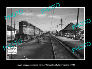 OLD LARGE HISTORIC PHOTO OF DEER LODGE MONTANA, RAILROAD DEPOT STATION c1965