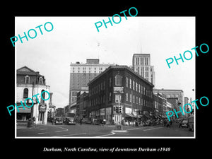 OLD LARGE HISTORIC PHOTO OF DURHAM NORTH CAROLINA, VIEW OF THE DOWNTOWN c1940