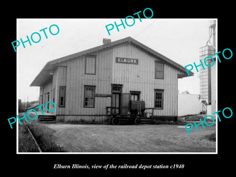 OLD LARGE HISTORIC PHOTO OF ELBURN ILLINOIS, RAILROAD DEPOT STATION c1940 2