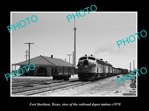 OLD LARGE HISTORIC PHOTO OF FORT STOCKTON TEXAS, THE RAILROAD DEPOT STATION 1970