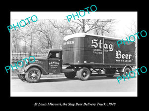 OLD LARGE HISTORIC PHOTO OF St LOUIS MISSOURI, THE STAG BEER DELIVERY TRUCK 1940