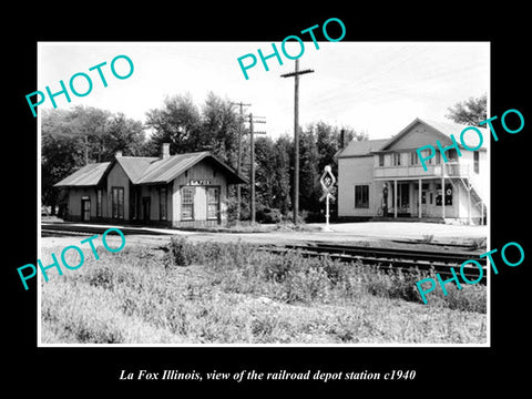 OLD LARGE HISTORIC PHOTO OF LA FOX ILLINOIS, THE RAILROAD DEPOT STATION c1940 1