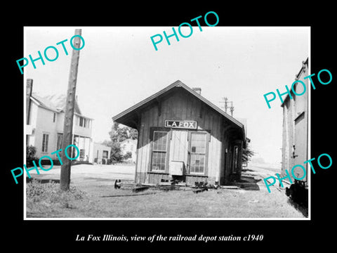 OLD LARGE HISTORIC PHOTO OF LA FOX ILLINOIS, THE RAILROAD DEPOT STATION c1940 2