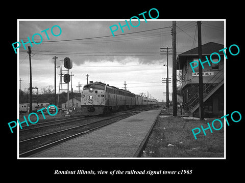 OLD LARGE HISTORIC PHOTO OF RONDOUT ILLINOIS, THE RAILROAD SIGNAL STATION c1965