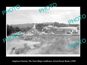 OLD LARGE HISTORIC PHOTO OF ANGLESEA VICTORIA, THE FOUR KINGS ROADHOUSE c1950