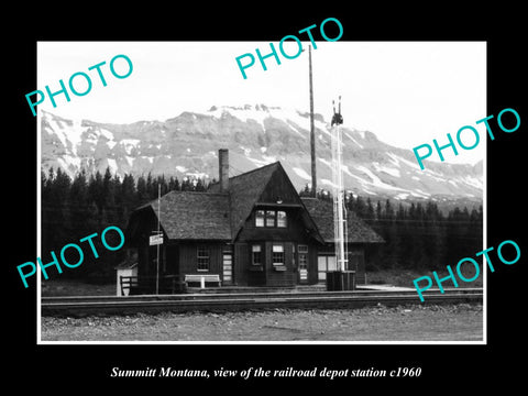 OLD LARGE HISTORIC PHOTO OF SUMMITT MONTANA, THE RAILROAD DEPOT STATION c1960