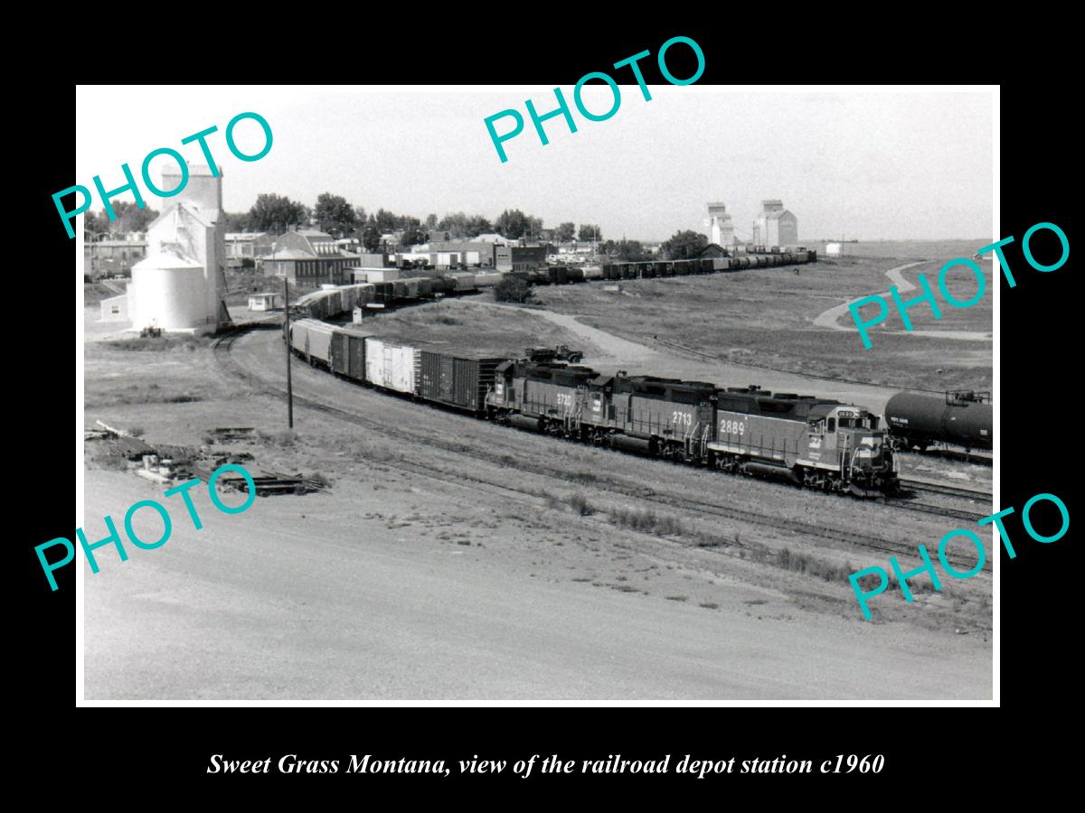 OLD LARGE HISTORIC PHOTO OF SWEET GRASS MONTANA, THE RAILROAD DEPOT c1960 2