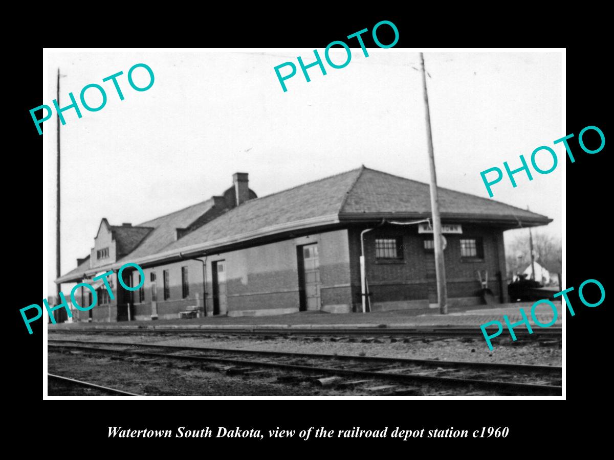 OLD LARGE HISTORIC PHOTO OF WATERTOWN SOUTH DAKOTA, THE RAILROAD DEPOT c1960