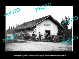 OLD LARGE HISTORIC PHOTO OF BODEGA CALIFORNIA, B/R RAILROAD DEPOT STATION c1920