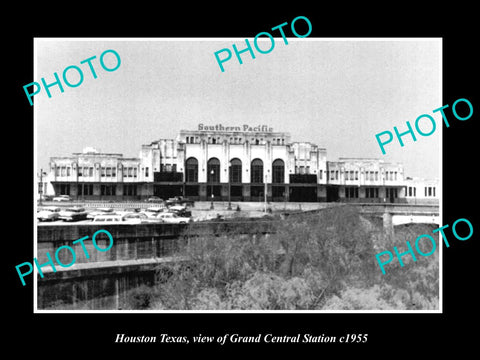 OLD LARGE HISTORIC PHOTO OF HOUSTON TEXAS, GRAND CENTRAL RAILROAD STATION c1950