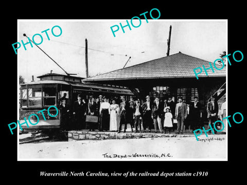 OLD LARGE HISTORIC PHOTO OF WEAVERVILLE NORTH CAROLINA, THE RAILROAD DEPOT c1910