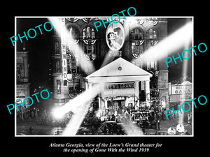 OLD LARGE HISTORIC PHOTO OF ATLANTA GEORGIA, GONE WITH THE WIND PREMIER 1939