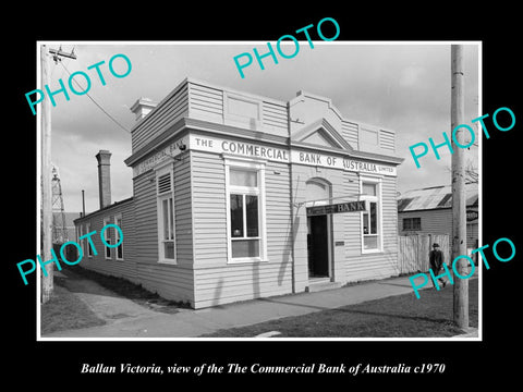 OLD LARGE HISTORIC PHOTO OF BALLAN VICTORIA, THE COMMERCIAL BANK OF AUST c1970