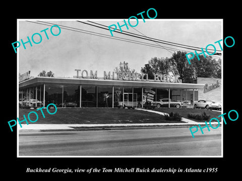 OLD LARGE HISTORIC PHOTO OF BUCKHEAD GEORGIA, TOM MITCHELL BUICK DEALERSHIP 1955