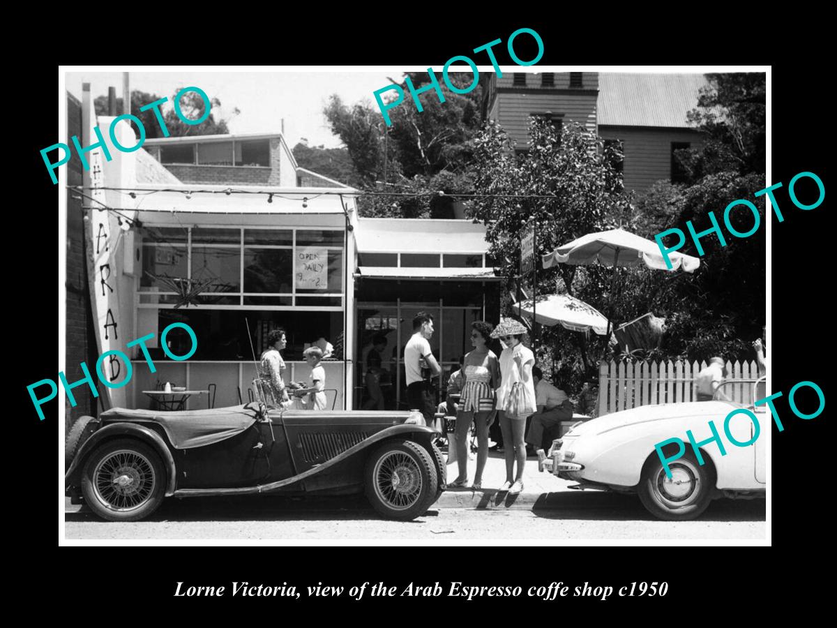 OLD LARGE HISTORIC PHOTO OF LORNE VICTORIA, THE ARAB ESPRESSO CAFE c1950