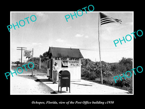 OLD LARGE HISTORIC PHOTO OF OCHOPEE FLORIDA, VIEW OF THE POST OFFICE c1950