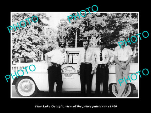 OLD LARGE HISTORIC PHOTO OF PINE LAKE GEORGIA, THE POLICE PATROL CAR c1960