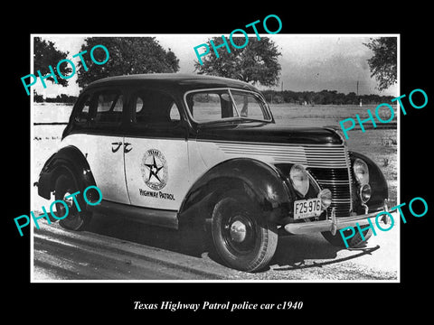 OLD LARGE HISTORIC PHOTO OF THE TEXAS HIGHWAY POLICE PATROL CAR c1940