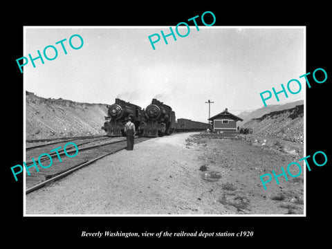 OLD LARGE HISTORIC PHOTO OF BEVERLY WASHINGTON, THE RAILROAD DEPOT STATION c1920