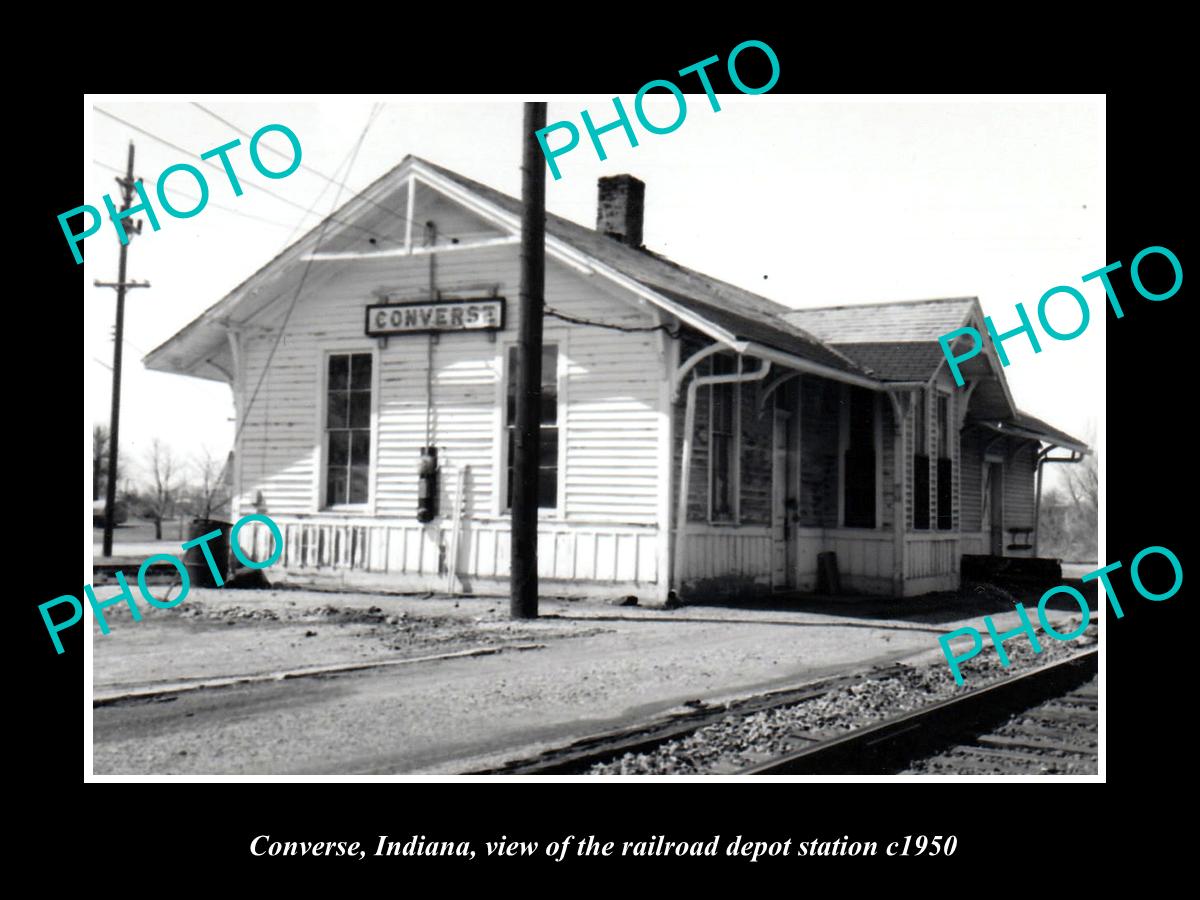 OLD LARGE HISTORIC PHOTO OF CONVERSE INDIANA, THE RAILROAD DEPOT STATI ...