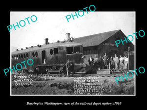 OLD LARGE HISTORIC PHOTO OF DARRINGTON WASHINGTON, RAILROAD DEPOT STATION c1910