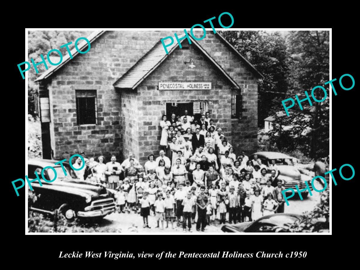 OLD LARGE HISTORIC PHOTO OF LECKIE WEST VIRGINIA, THE PENTECOSTAL CHURCH c1950