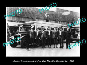 OLD LARGE HISTORIC PHOTO OF SUMNER WASHINGTON, THE BLUE LINE BUS DEPOT c1940 1