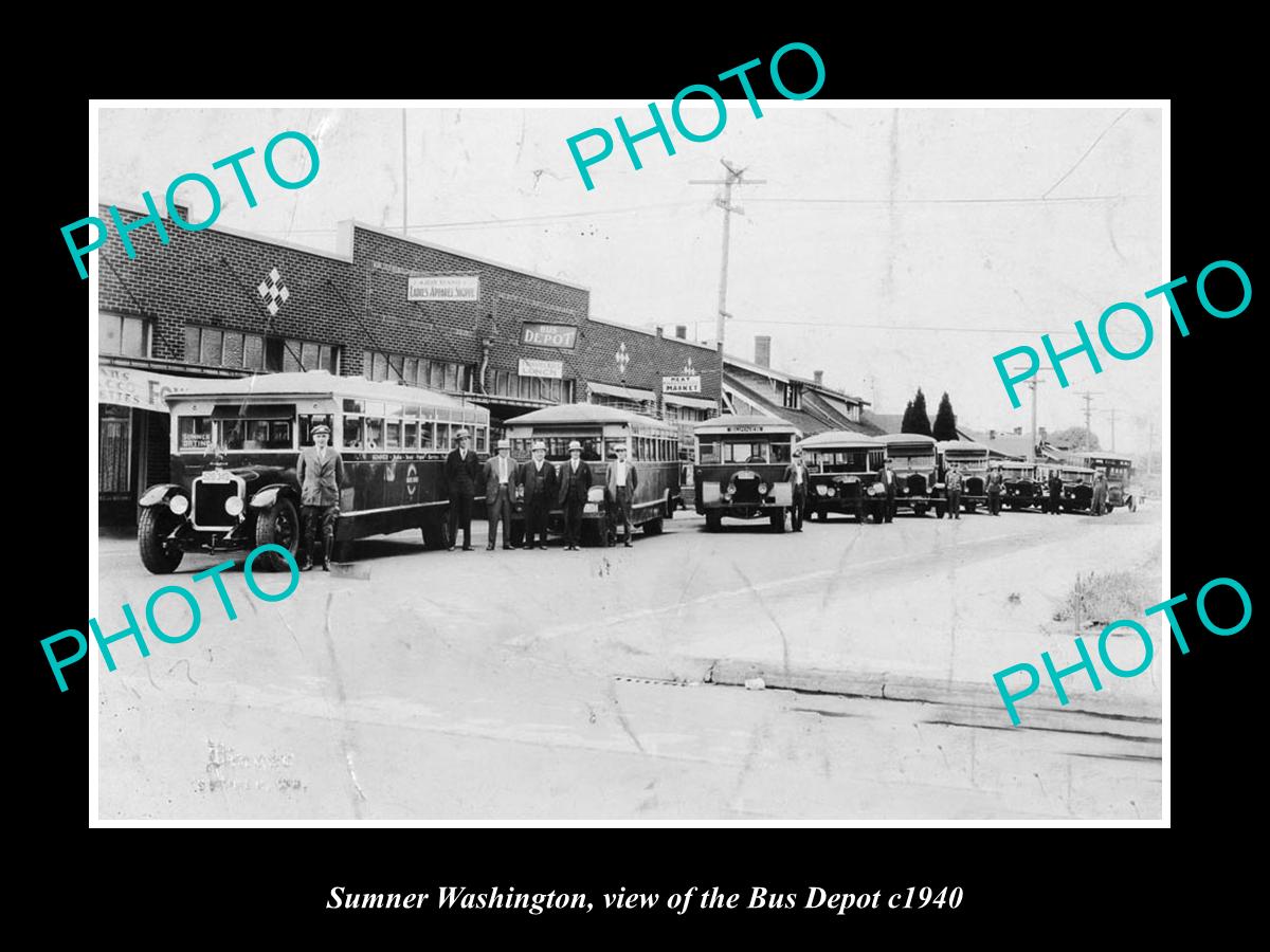 OLD LARGE HISTORIC PHOTO OF SUMNER WASHINGTON, THE BLUE LINE BUS DEPOT c1940 2