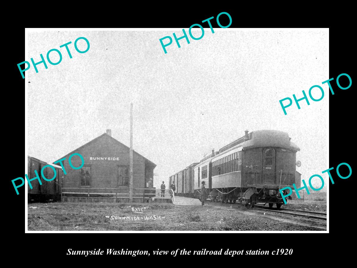 OLD LARGE HISTORIC PHOTO OF SUNNYSIDE WASHINGTON, THE RAILROAD DEPOT c1920