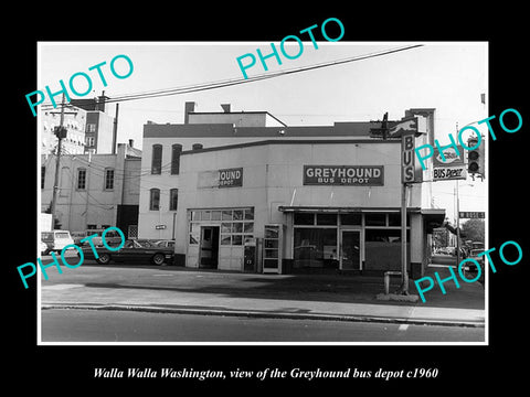 OLD LARGE HISTORIC PHOTO OF WALLA WALLA WASHINGTON, THE GREYHOUND BUS DEPOT 1960