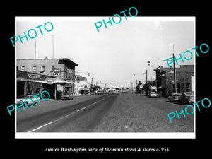 OLD LARGE HISTORIC PHOTO OF ALMIRA WASHINGTON, THE MAIN STREET & STORES c1955