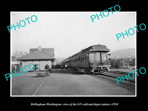 OLD LARGE HISTORIC PHOTO OF BELLINGHAM WASHINGTON, RAILROAD DEPOT STATION c1910