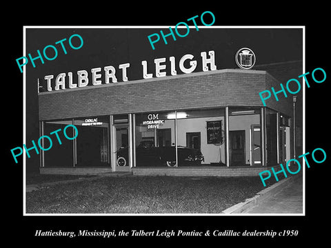 OLD LARGE HISTORIC PHOTO OF HATTIESBURG MISSISSIPPI, TALBERT LEIGH GARAGE 1950 1