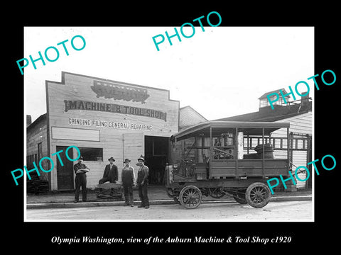 OLD LARGE HISTORIC PHOTO OF OLYMPIA WASHINGTON, THE AUBURN TOOL SHOP c1920