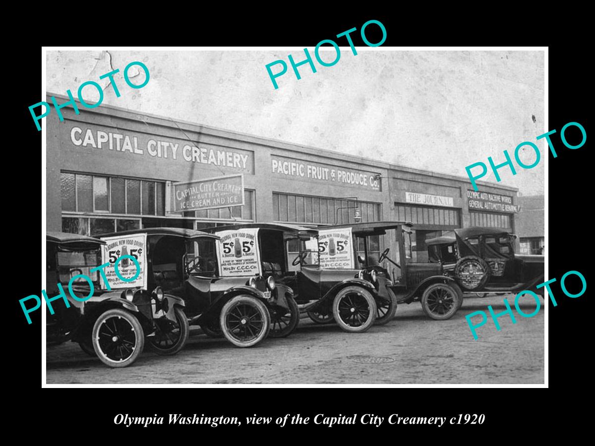 OLD LARGE HISTORIC PHOTO OF OLYMPIA WASHINGTON, THE CAPITAL CITY CREAMERY c1920