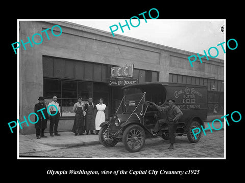 OLD LARGE HISTORIC PHOTO OF OLYMPIA WASHINGTON, THE CAPITAL CITY CREAMERY c1925