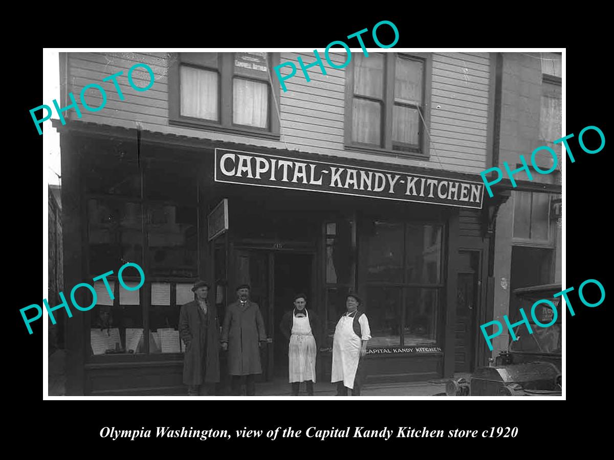 OLD LARGE HISTORIC PHOTO OF OLYMPIA WASHINGTON, THE CAPITAL KANDY KITCHEN c1920