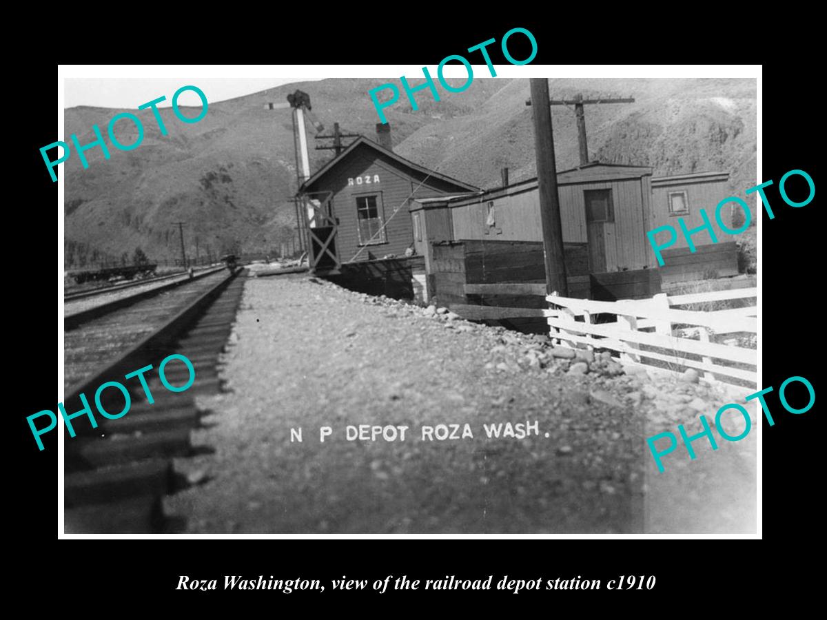 OLD LARGE HISTORIC PHOTO OF ROZA WASHINGTON, THE RAILROAD DEPOT STATION c1910