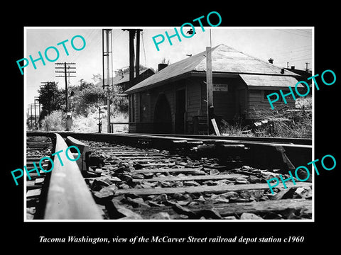 OLD LARGE HISTORIC PHOTO OF TACOMA WASHINGTON, THE McCARVER St RAILROAD c1960