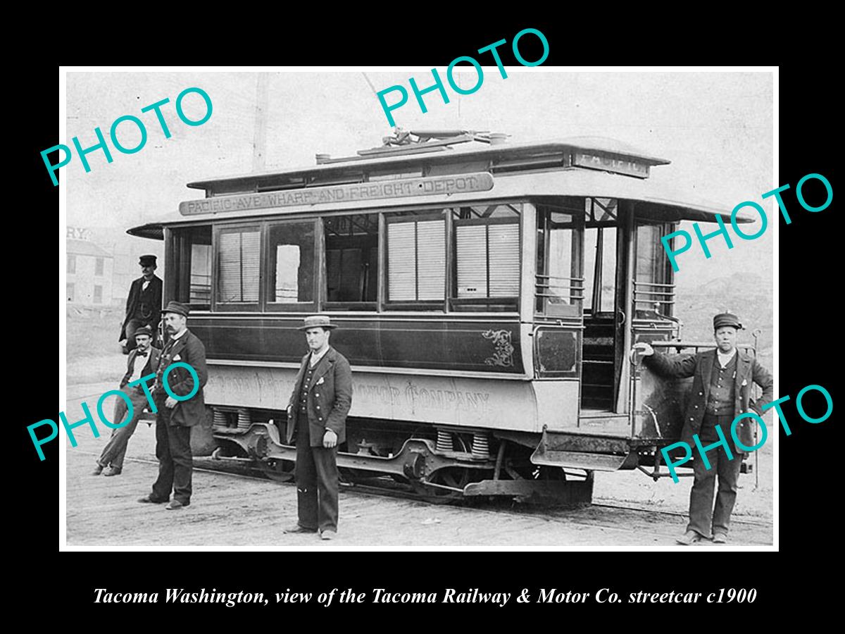 OLD LARGE HISTORIC PHOTO OF TACOMA WASHINGTON, THE TACOMA RAIL STREETCAR c1900