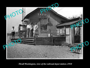 OLD LARGE HISTORIC PHOTO OF THRALL WASHINGTON, THE RAILROAD DEPOT STATION c1910