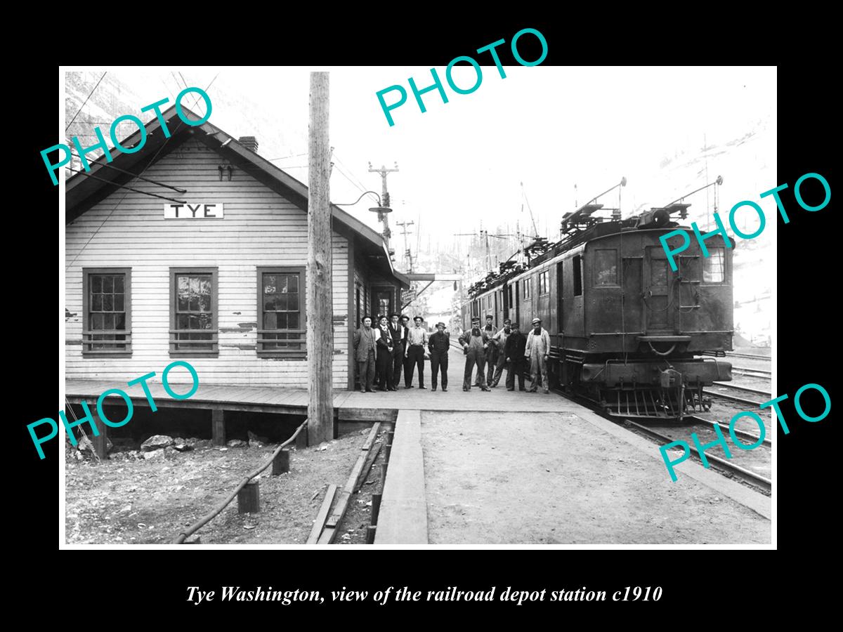 OLD LARGE HISTORIC PHOTO OF TYE WASHINGTON, THE RAILROAD DEPOT STATION c1910