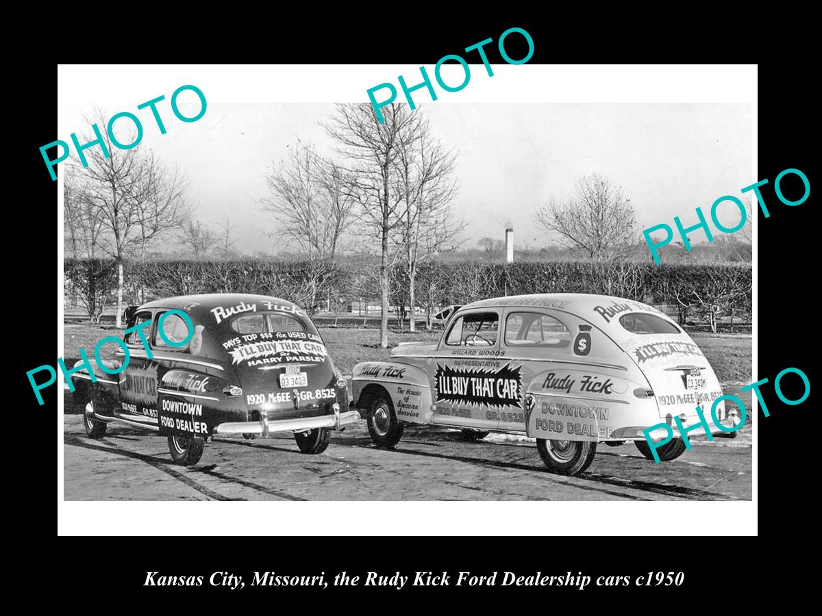 OLD LARGE HISTORIC PHOTO OF KANSAS CITY MISSOURI, THE RUDY KICK FORD STORE c1950